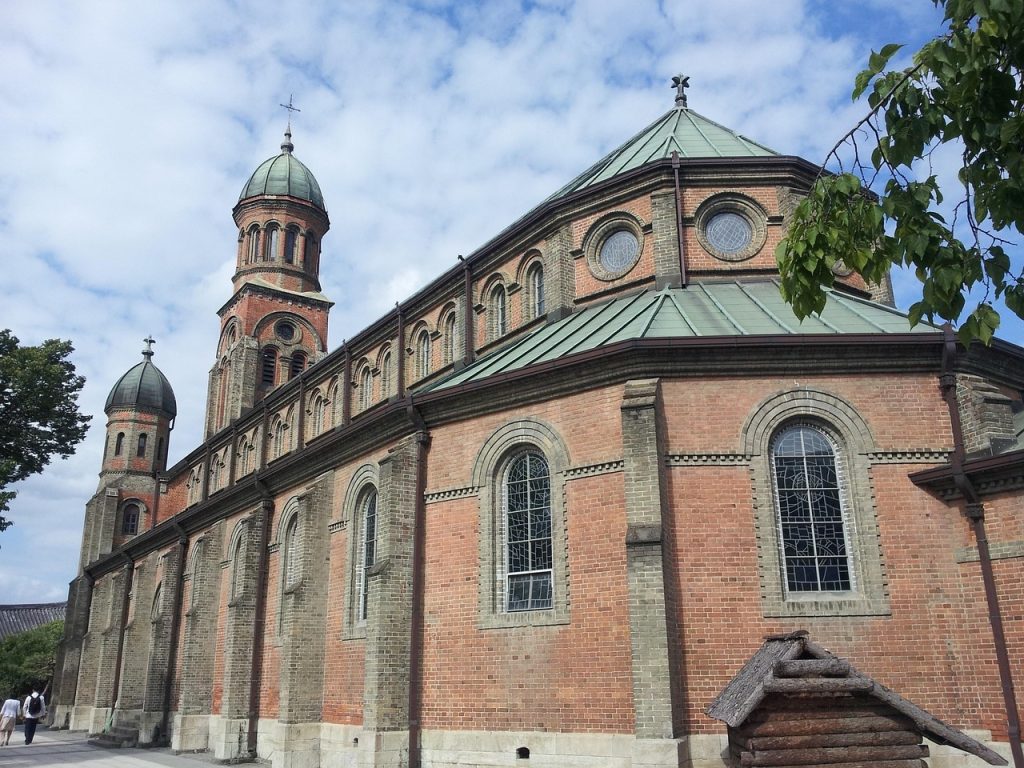Jeondong Catholic Cathedral in Jeonju, a Gothic-style red-brick church near Hanok Village