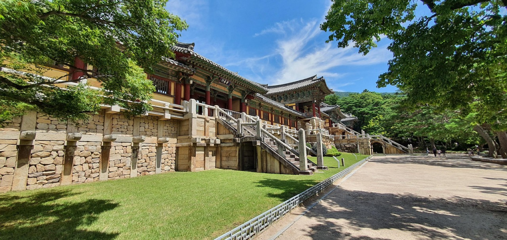 Bulguksa Temple in Gyeongju, a UNESCO World Heritage site with traditional Korean Buddhist architecture